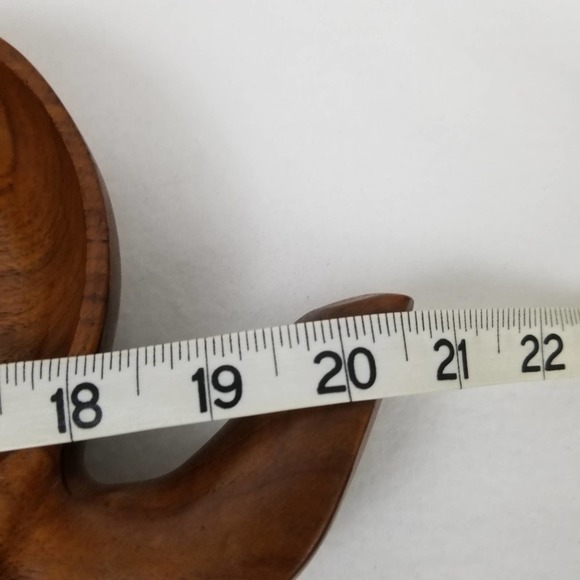 LARGE Monkey Pod Wood Leaf Vtg Platter Dish Carved Display Coin Holder Fruit - Picture 7 of 8